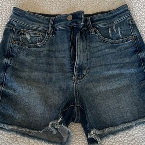 Judy Blue Dark Wash Frayed Hem Denim Shorts